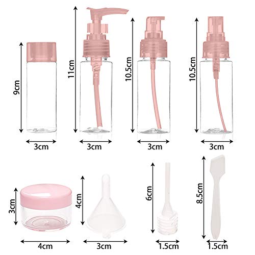 kabinga 8 Botellas Recipientes para Líquidos de Viaje para Maquillaje Cosmético，Travel Bottles Set 10 Piezas#2, Blend, L
