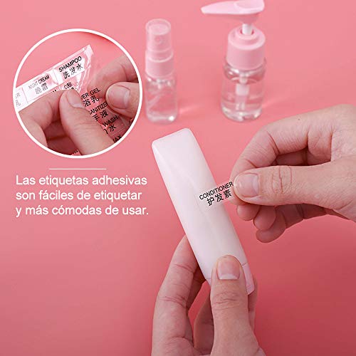 kabinga 8 Botellas Recipientes para Líquidos de Viaje para Maquillaje Cosmético，Travel Bottles Set 10 Piezas#2, Blend, L