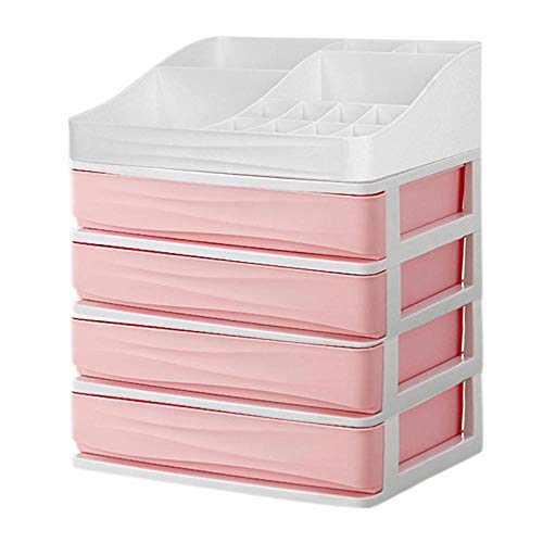 KAD Armario de Maquillaje plástico Armario de cosméticos Caja de cosméticos Recipiente de uñas Caja de Soporte Escritorio Guante 1holder4layer4-pink