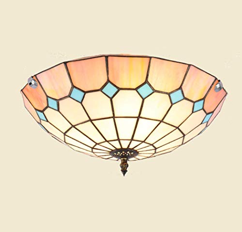 KAD Foco de techo: lámpara de techo, lámpara de hierro, lámpara de techo, lámpara LED, iluminación, redonda, 50 cm. E27 * 3. Vidrio Lampatro. Atenuación de pasos con control remoto [Clase ene