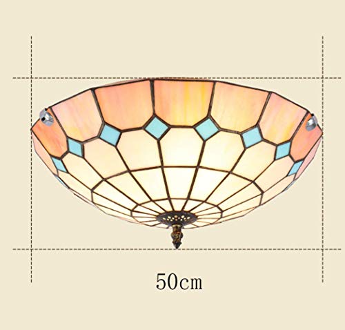 KAD Foco de techo: lámpara de techo, lámpara de hierro, lámpara de techo, lámpara LED, iluminación, redonda, 50 cm. E27 * 3. Vidrio Lampatro. Atenuación de pasos con control remoto [Clase ene