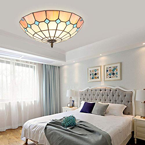 KAD Foco de techo: lámpara de techo, lámpara de hierro, lámpara de techo, lámpara LED, iluminación, redonda, 50 cm. E27 * 3. Vidrio Lampatro. Atenuación de pasos con control remoto [Clase ene