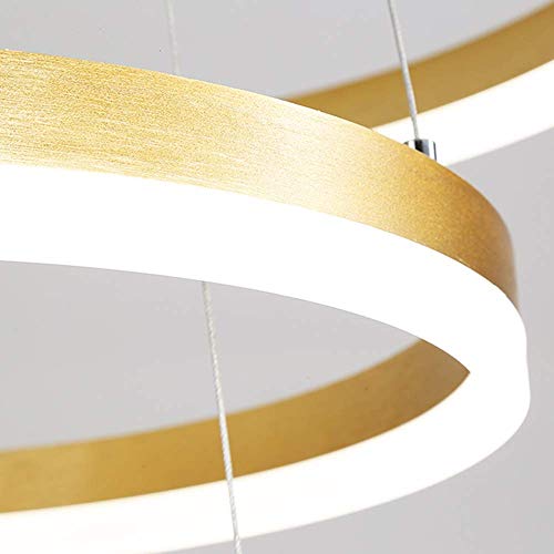 KAD Lámparas de araña Novely: lámpara colgante regulable redonda y grande Lámparas LED Iluminación de techo de metal dorado Luz colgante de acrílico blanco Sala de estar de la villa Come