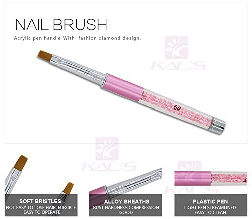 KADS gel ULTRAVIOLETA de acrílico del arte del clavo del arte del clavo cepillo de uñas punteado de la pluma #4,#6 (6#, rosado)