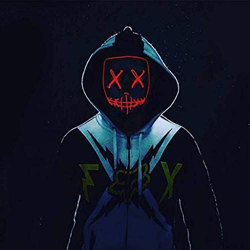 Kaliwa LED Máscaras Halloween, Halloween Mascaras, Craneo Esqueleto Mascaras, para Navidad /Halloween /Cosplay /Grimace Festival /Fiesta Show /Mascarada, Alimentado por batería (no Incluido) (Rojo)