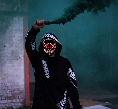 Kaliwa LED Máscaras Halloween, Halloween Mascaras, Craneo Esqueleto Mascaras, para Navidad /Halloween /Cosplay /Grimace Festival /Fiesta Show /Mascarada, Alimentado por batería (no Incluido) (Rojo)