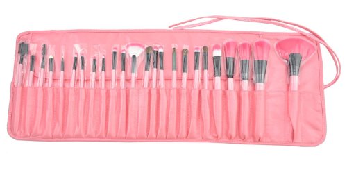 KanCai® 24 PCS pinceles de maquillaje profesional de mango de madera sintética cosméticos kit de pinceles y brochas de maquillaje con estuche de piel