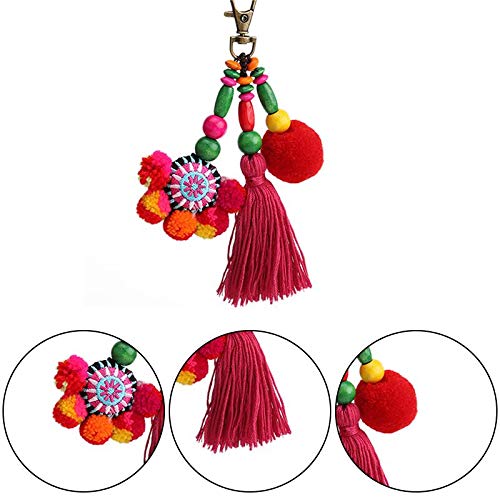 Kanggest.Llavero de Borla con Pom Pom Llavero Boho Charm Llavero Hogar Accesorios Hechos a Mano de Moda para Las Mujeres Bolso/Bolsa/Coche Colgante decoración Colorida