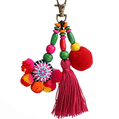 Kanggest.Llavero de Borla con Pom Pom Llavero Boho Charm Llavero Hogar Accesorios Hechos a Mano de Moda para Las Mujeres Bolso/Bolsa/Coche Colgante decoración Colorida