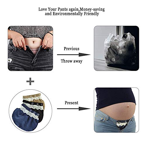 kangyh Cinturón para el Vientre Combo Maternity Belly Band Pantalones elásticos Ajustables Mujeres Embarazadas Solución para Embarazadas