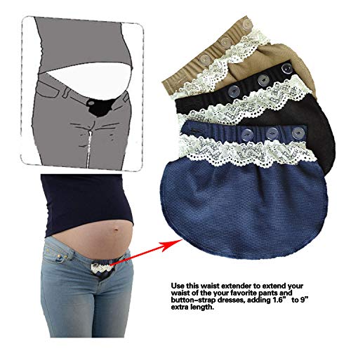 kangyh Cinturón para el Vientre Combo Maternity Belly Band Pantalones elásticos Ajustables Mujeres Embarazadas Solución para Embarazadas