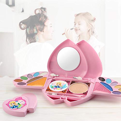Kapokilly Juego De Maquillaje para Niñas De 24 Piezas, Juegos De Estuches Cosméticos Juguetes Tóxicos Mi Primer Juego De Maquillaje Paleta De Maquillaje Plegable con Espejo