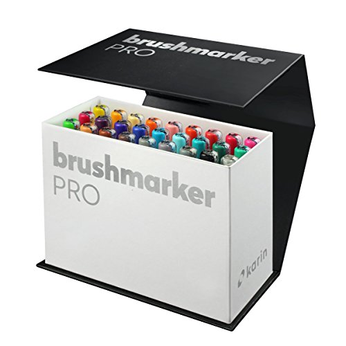 KARIN Mini Box BrushMarker Pro Brushmarker Pro 26 unidades + 1 Blender cuerpo transparente con Ink-Free System, 2, 4 ml de pintura líquida No rotuladores