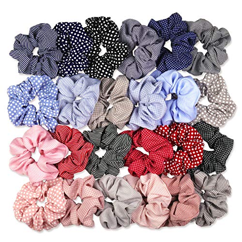 KATELUO 24Pcs Scrunchies Rayas Gasa Elástico Pelo Bandas Lazos Para el Cabello Gasa Elásticos Para el Cabello Scrunchies Scrunchie Para Niña o Para mujer Accesorios Para el Cabello