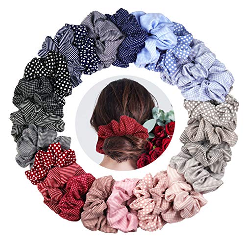 KATELUO 24Pcs Scrunchies Rayas Gasa Elástico Pelo Bandas Lazos Para el Cabello Gasa Elásticos Para el Cabello Scrunchies Scrunchie Para Niña o Para mujer Accesorios Para el Cabello