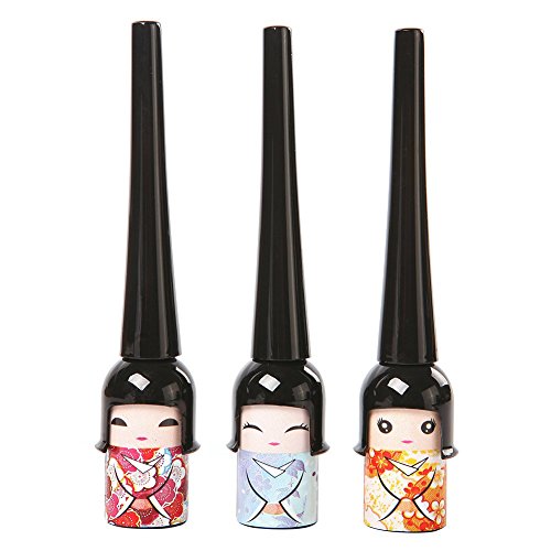 Katigan Pluma delineador liquido negro impermeable muneca japonesa lindo Maquillaje Cosmetico