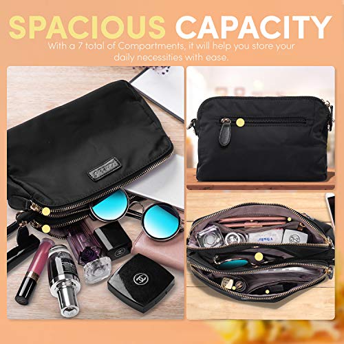 Katloo Shoppers y Bolsos de Hombro Bandolera Nylon Mujer Bolsos de Mujer Negros Bolsos Pequeños de Mujer Con Muchos Bolsillos