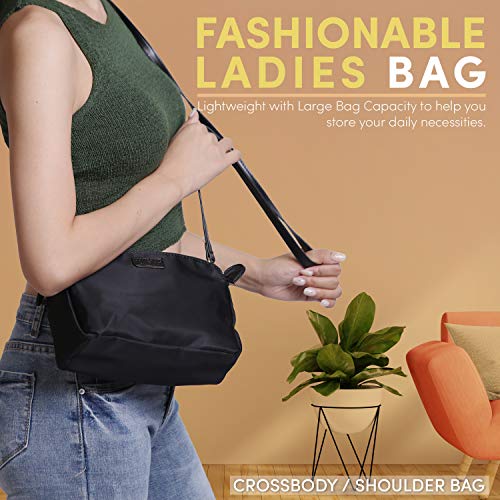 Katloo Shoppers y Bolsos de Hombro Bandolera Nylon Mujer Bolsos de Mujer Negros Bolsos Pequeños de Mujer Con Muchos Bolsillos
