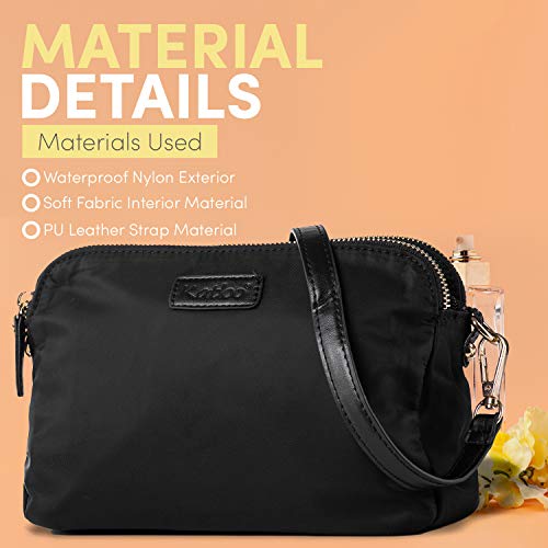 Katloo Shoppers y Bolsos de Hombro Bandolera Nylon Mujer Bolsos de Mujer Negros Bolsos Pequeños de Mujer Con Muchos Bolsillos
