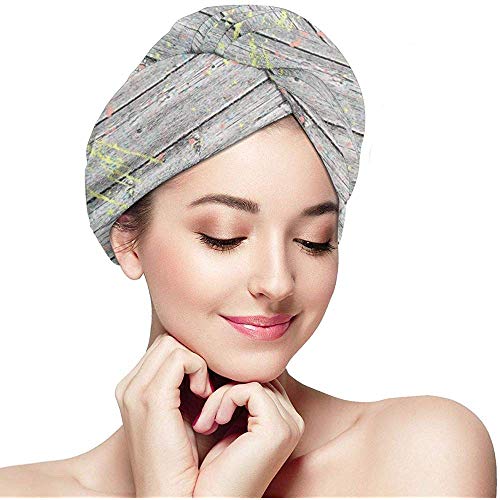 Kcmical Gorra de Microfibra para Cabello seco para baño, Toalla Suave, turbantes para Cabello húmedo- Tropical_Paint_Splash_Driftwood