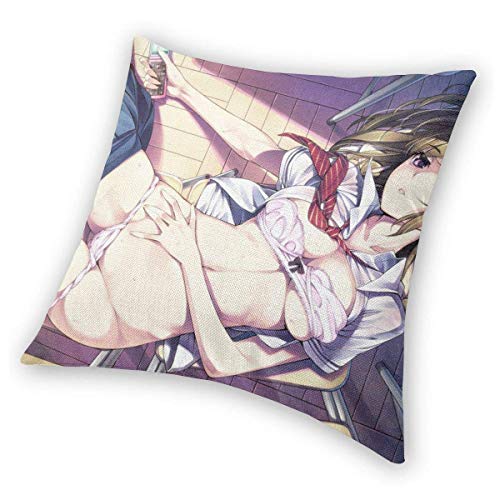 KDRW Chica Caliente Uniforme Escolar Anime Almohada Cuadrada Funda de Almohada Cuadrada decoración del hogar Funda de Almohada Anime Multicolor 22 'x22