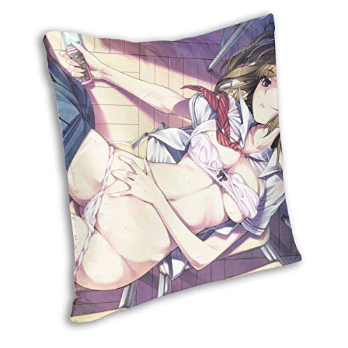 KDRW Chica Caliente Uniforme Escolar Anime Almohada Cuadrada Funda de Almohada Cuadrada decoración del hogar Funda de Almohada Anime Multicolor 22 'x22