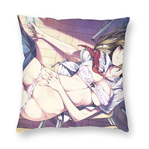 KDRW Chica Caliente Uniforme Escolar Anime Almohada Cuadrada Funda de Almohada Cuadrada decoración del hogar Funda de Almohada Anime Multicolor 22 'x22