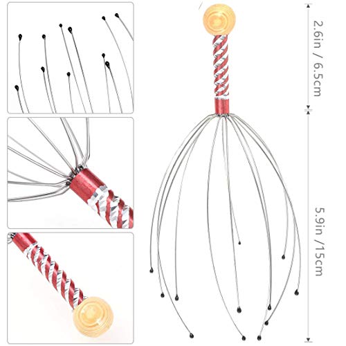 KECRULV Kit de Masaje para Cuero Cabelludo, 2 Rascadores de Cuero Cabelludo, 2 Rascadores Telescópicos para Espalda y 2 Masajeadores para Aliviar el Estrés y Sentirse Relajado