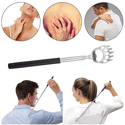 KECRULV Kit de Masaje para Cuero Cabelludo, 2 Rascadores de Cuero Cabelludo, 2 Rascadores Telescópicos para Espalda y 2 Masajeadores para Aliviar el Estrés y Sentirse Relajado