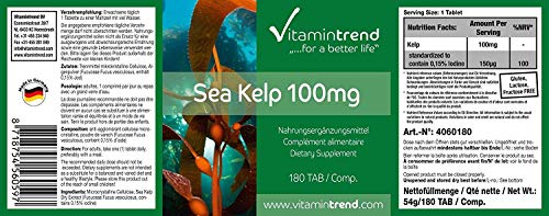 Kelp 100mg – Fucus vesiculosus – Vegano – Suplemento de yodo natural – 180 comprimidos