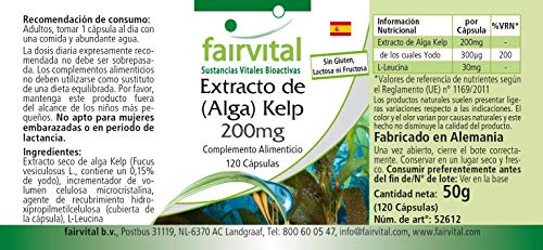 Kelp 200mg - Extracto VEGANO de Alga Kelp - 300µg de yodo natural - Fucus vesiculosus - 120 Cápsulas - Calidad Alemana