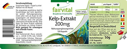 Kelp 200mg - Extracto VEGANO de Alga Kelp - 300µg de yodo natural - Fucus vesiculosus - 120 Cápsulas - Calidad Alemana