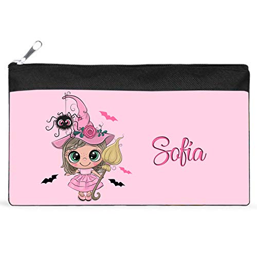 Kembilove - Estuche Halloween de Bruja Personalizado – Estuches Personalizados con el Nombre del Niño o Niña – Estuche Halloween Infantil– Estuche Personalizado Drácula, Bruja Modelo 3