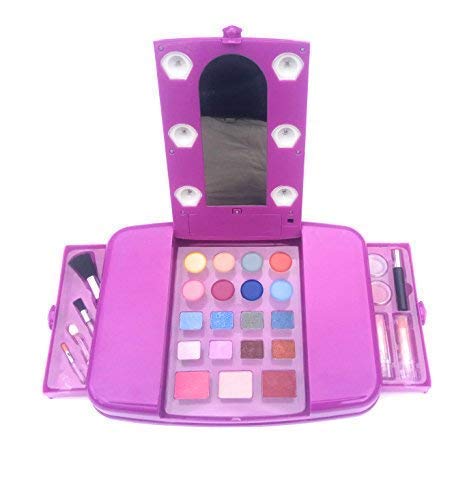 Kennedy Playsets Estuches de Maquillaje para Niñas - Maletín de Maquillaje Infantil con Espejo Tocador con Luces y Set de Cosméticos y Brochas - Juegos y Juguetes para Niñas De Seguridad Testada