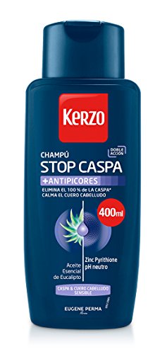 Kerzo Champú Stop Caspa Antipicores - 3 envases de 400 ml - Total: 1200 ml