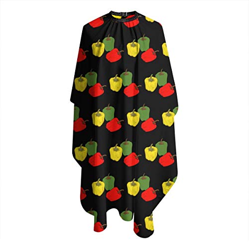 Keshontae Delantal de Corte de Pelo de Pimiento Amarillo Rojo Verde Vegetal Barber Cape Cover Bata de peluqueria Profesional