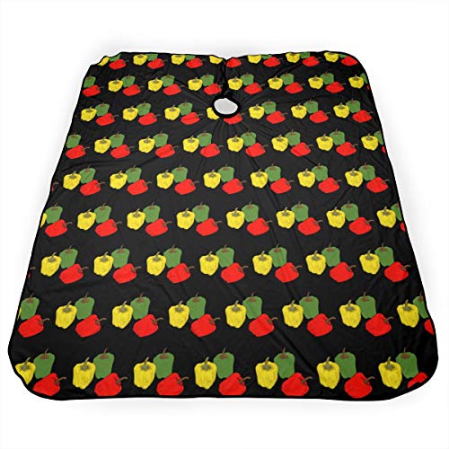 Keshontae Delantal de Corte de Pelo de Pimiento Amarillo Rojo Verde Vegetal Barber Cape Cover Bata de peluqueria Profesional