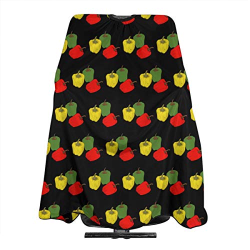 Keshontae Delantal de Corte de Pelo de Pimiento Amarillo Rojo Verde Vegetal Barber Cape Cover Bata de peluqueria Profesional
