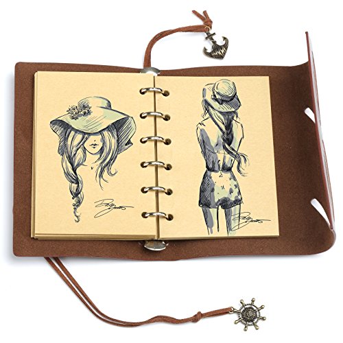Kesote Cuaderno Diario con Funda de Cuero Vintage Folleto de Tapa Dura Regalo para Hombres y Mujeres