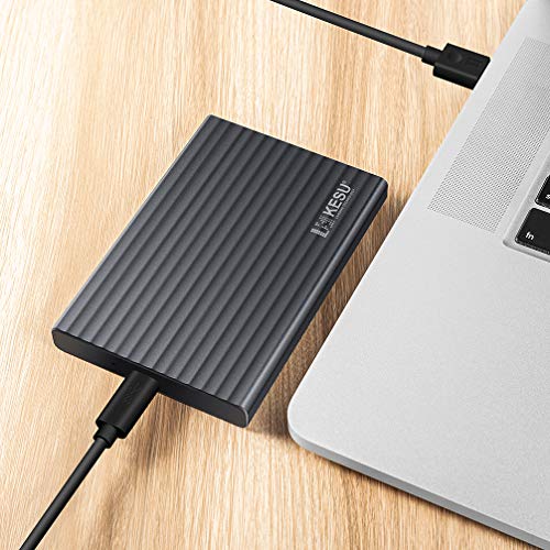 KESU 250GB Disco Duro Externo portátil Aleación de Aluminio Tipo C USB3.1 HDD Almacenamiento Compatible para PC, Mac, computadora de Escritorio, computadora portátil, MacBook, Chromebook