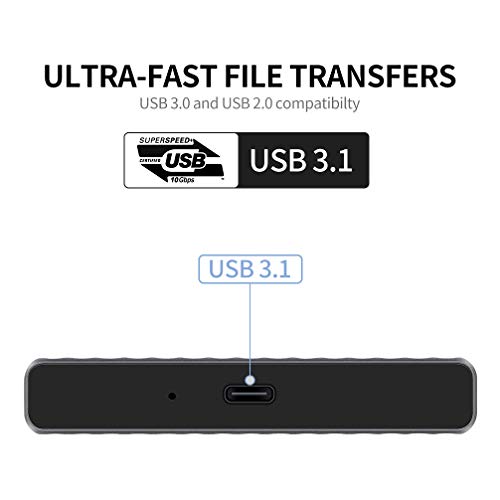 KESU 250GB Disco Duro Externo portátil Aleación de Aluminio Tipo C USB3.1 HDD Almacenamiento Compatible para PC, Mac, computadora de Escritorio, computadora portátil, MacBook, Chromebook