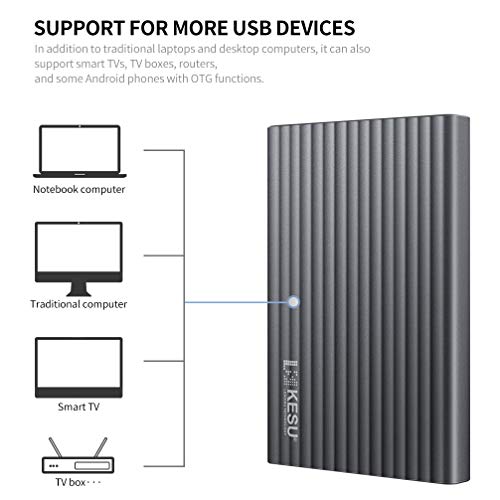 KESU 250GB Disco Duro Externo portátil Aleación de Aluminio Tipo C USB3.1 HDD Almacenamiento Compatible para PC, Mac, computadora de Escritorio, computadora portátil, MacBook, Chromebook