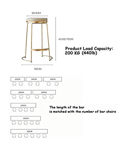 KFDQ Bar, cafetería, silla de restaurante, taburete de bar, Barhocker Metallhocker Gepolsterter Fußhocker Runder Sitz Esszimmerstuhl Frühstücksküche Hoher Hocker Terrasse Und Kaffeehocker Gewicht 200