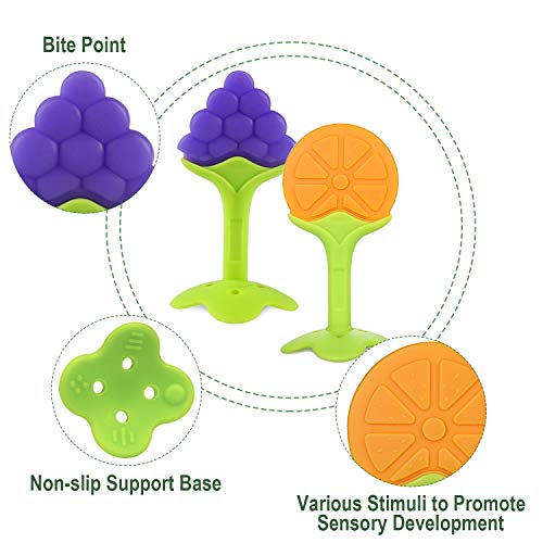 Kids Mordedor Bebes Refrigerante by ANGELBLISS, Mordedores Bebes Para Aliviar El Dolor De Encías，conjunto de mordedores de silicona natural de silicona suave, unisexo（Paquete de 4）
