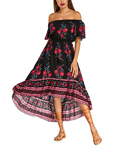 Kidsform Vestido Largo Mujer Vestido Mujer Sin Tirantes Manga Corta Cuello Redondo con Bolsillo Sexy y Elegante H-Ngero S