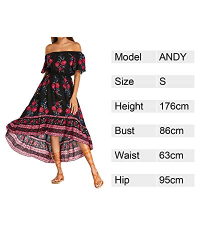 Kidsform Vestido Largo Mujer Vestido Mujer Sin Tirantes Manga Corta Cuello Redondo con Bolsillo Sexy y Elegante H-Ngero S