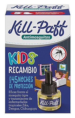 Kill Paff Kids| Insecticida Eléctrico| Antimosquitos |Eficaz Contra Mosquito Tigre y Transmisores de Enfermedades Tropicales |sin Olor|45 Noches de Protección |Contenido: 1 Recambio