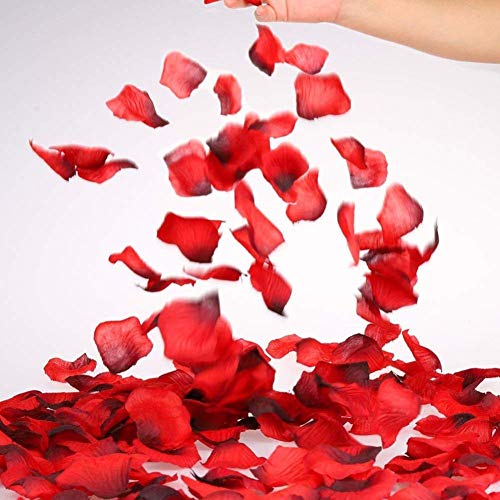 Killow Pétalos de Rosa 3000 Pcs Petalos Artificiales Confeti de Rosas Artificiales de Seda Roja para Bodas,día de San Valentín