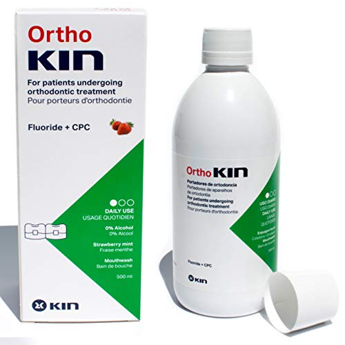 Kin Ortho Enjuague Bucal Para Brackets Ortodoncia ~ Flúor, Vitaminas, Sin Alcohol, 500 mililitros