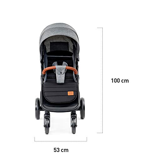 Kinderkraft Silla de Paseo GRANDE, Carrito, Capota Desplegable, para Niños, Gris